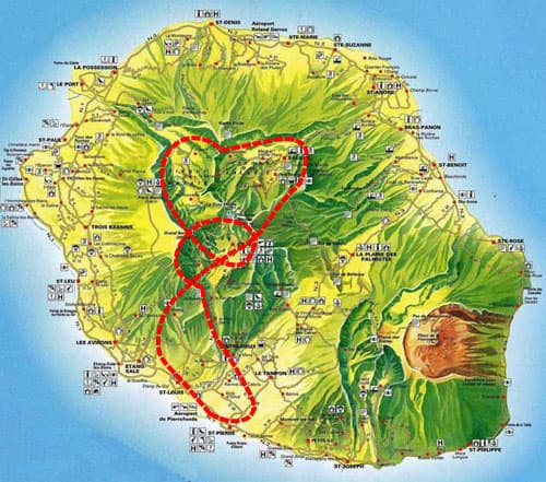 Carte indicative du trajet Les Trois Cirques au départ de Pierrefonds